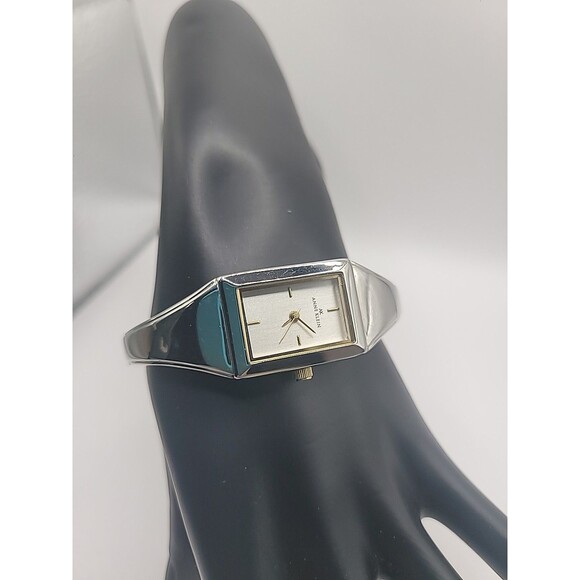 Vintage Anne Klein Silver Tone Rectangle Bracelet Watch Quartz